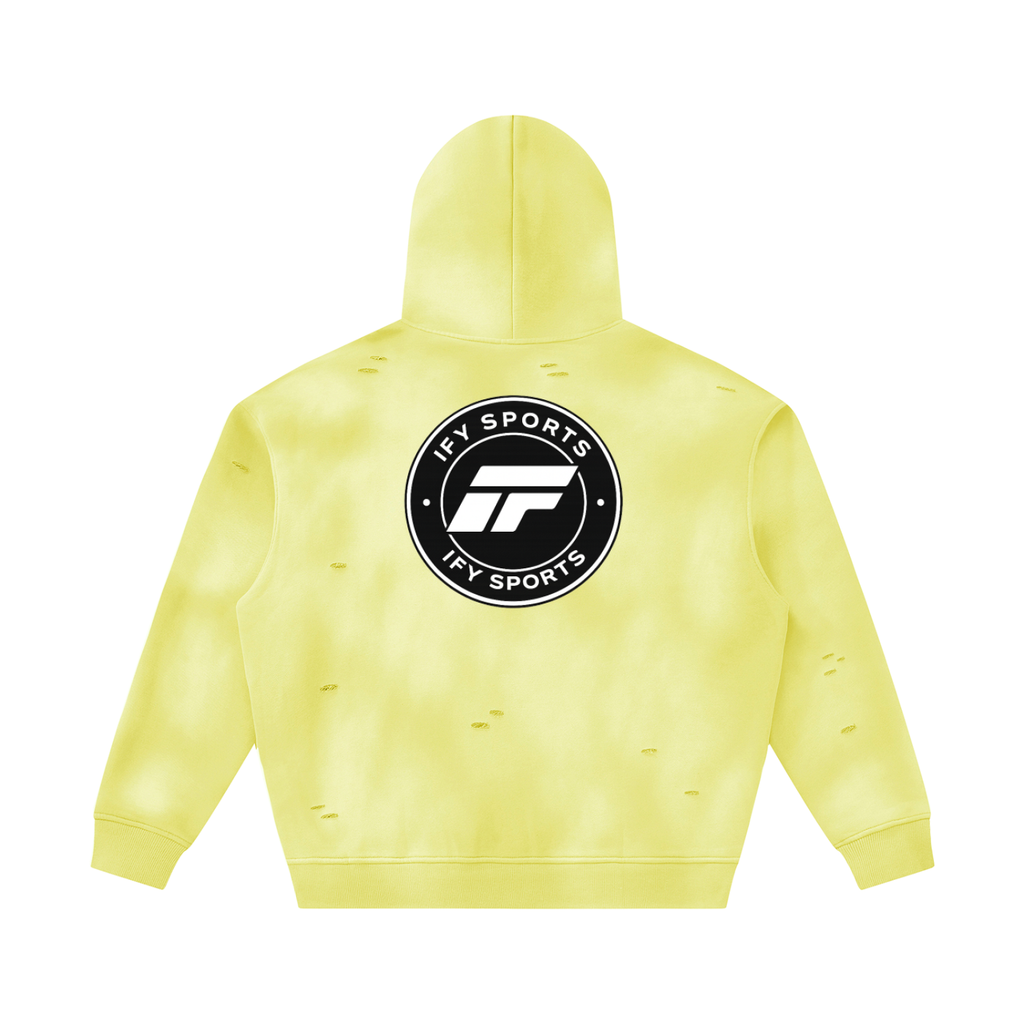 Unisex Sunfade Frayed Fleece Hoodie