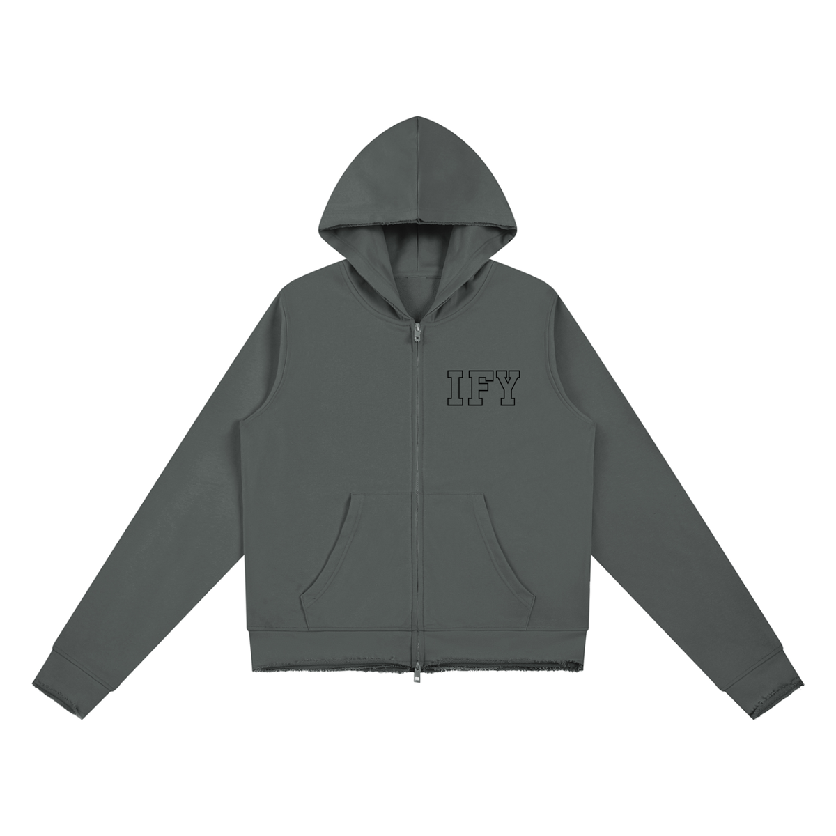 Raw Edge Full Zip Hoodie