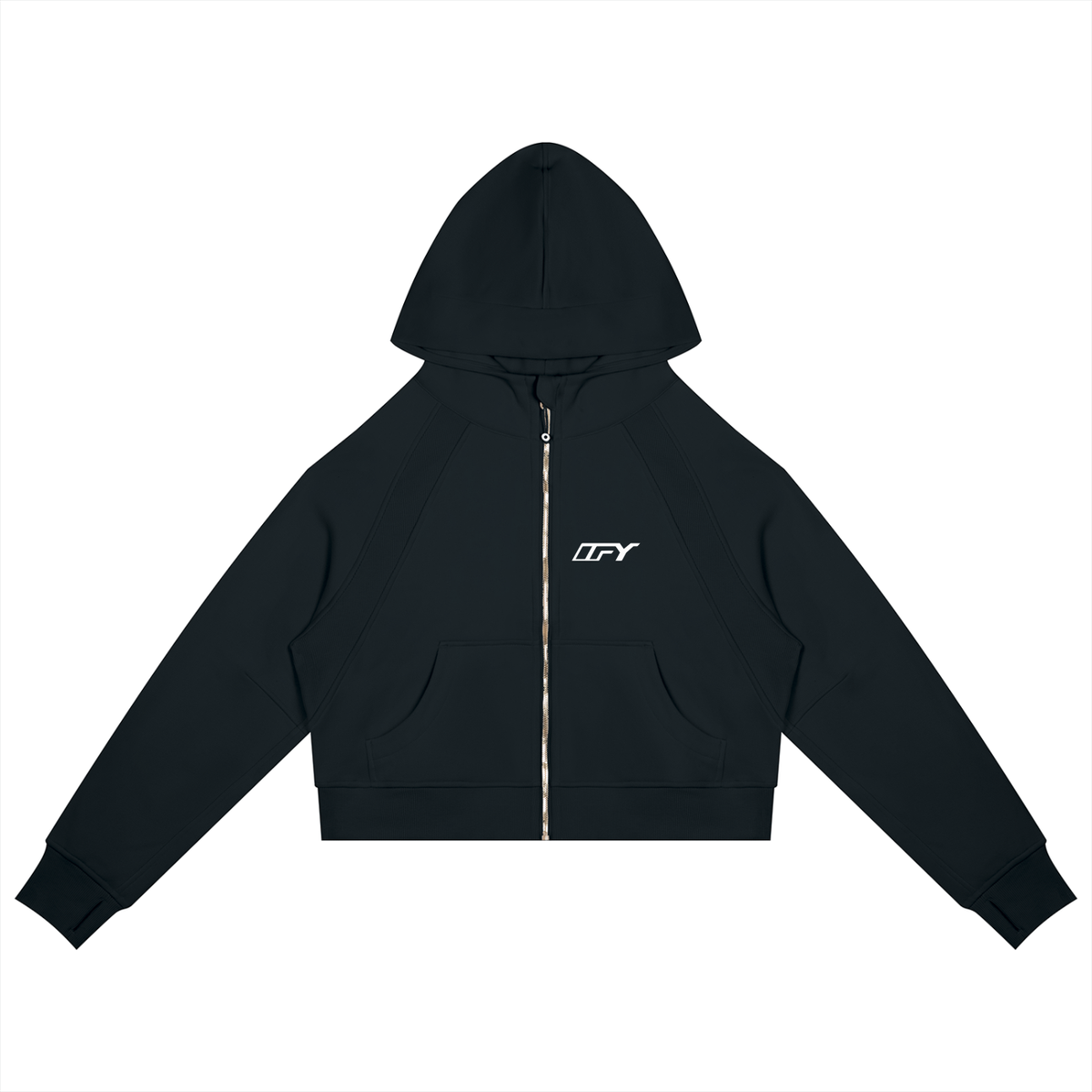 Cropped Zip-Through Hoodie