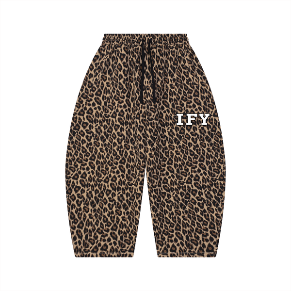 Unisex Leopard Barrel Leg Sweatpants