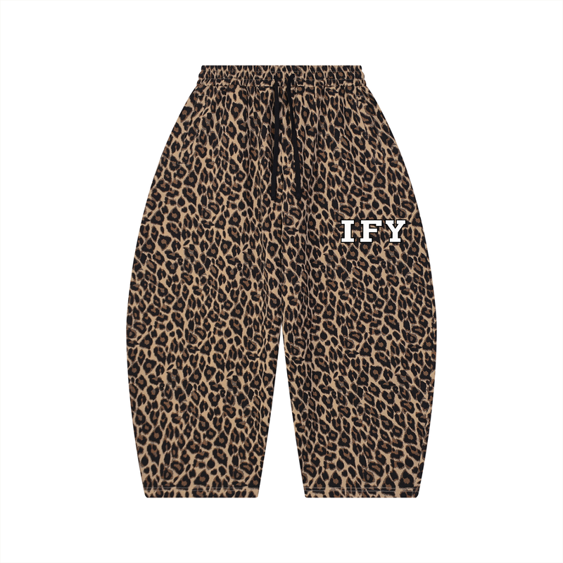 Unisex Leopard Barrel Leg Sweatpants