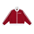 Contrast Side Stripe Fleece Cropped Track Jacket