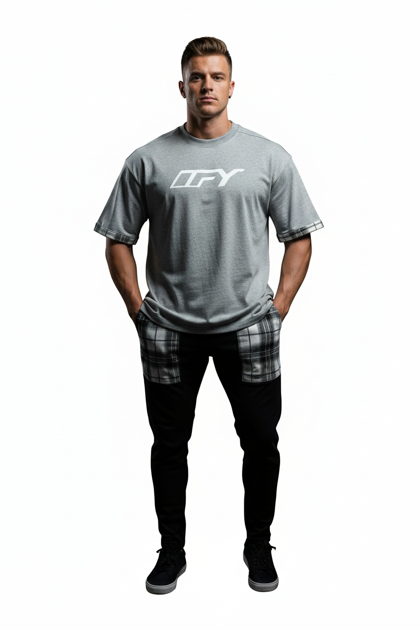 Unisex Plaid Paneled T-Shirt