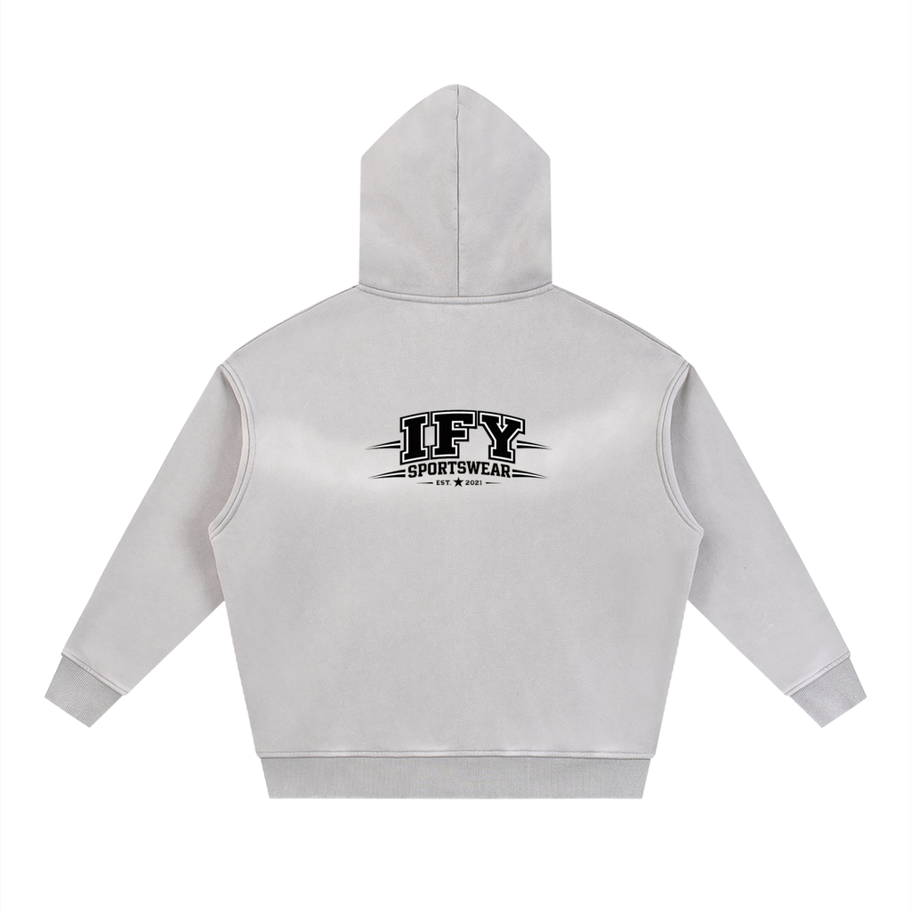 Sunfade Two-way Zipper Boxy Fleece Hoodie