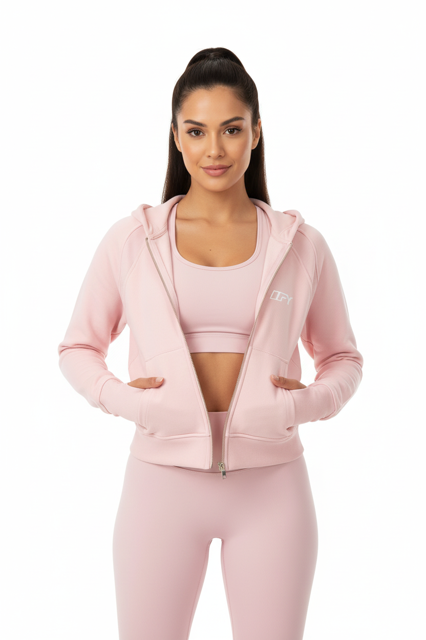 Cropped Zip-Through Hoodie