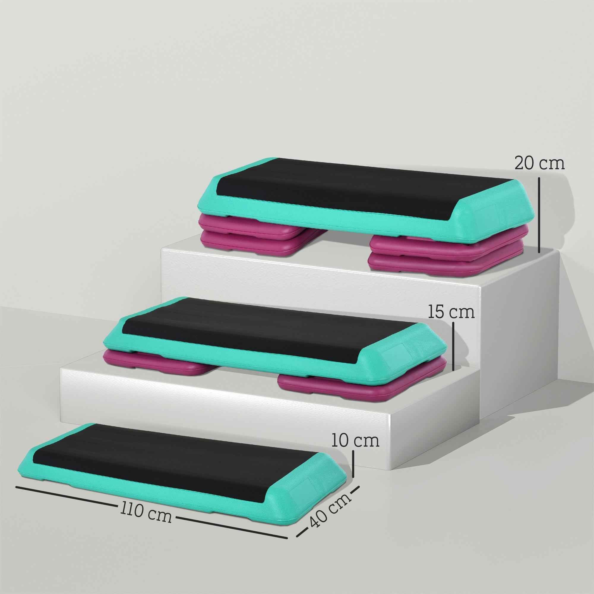 3-Level Aerobic Step 10/15/20cm Steppers For Exercise Workout W/ Non-Slip Top Compact Stepper Home Office Indoor Outdoor Fitness Equipment