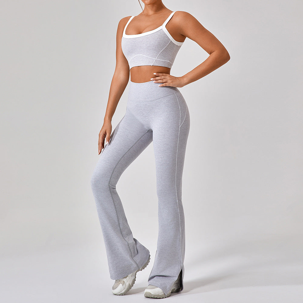 Outdoor Sports Yoga Suits Women's Spaghetti Strap Contrast Color Fitness Set Outfits - IFY Sports