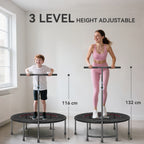 40" Fitness Trampoline With Adjustable Handle, Rebounder Trampoline, Mini Jumper For Indoor Exercise Workout, Black - IFY Sports