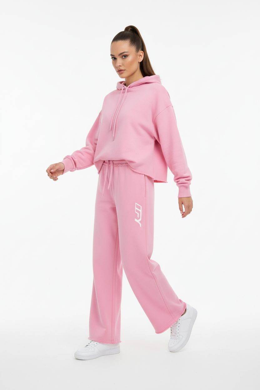 Women’s Wide Leg Raw Edge Sweatpants