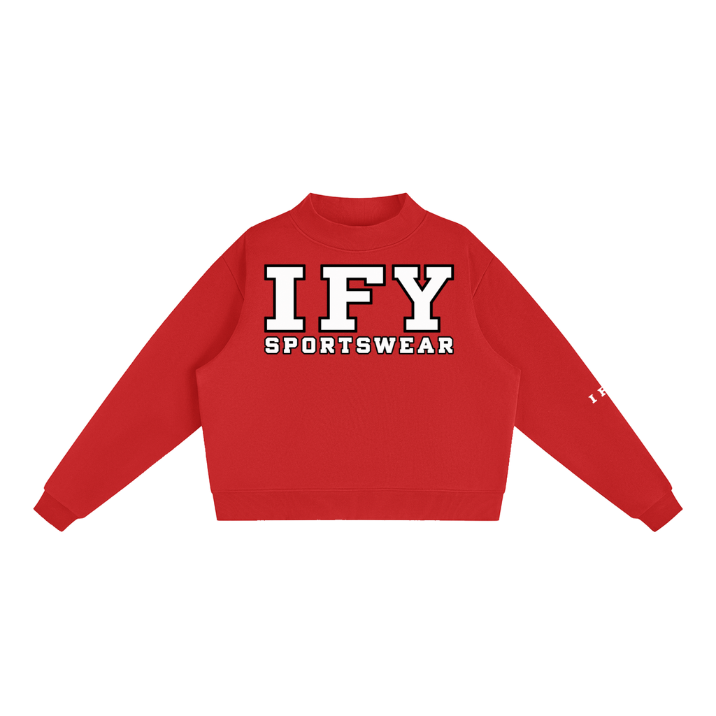 Essential Fleece Mock-Neck Crew Sweatshirt