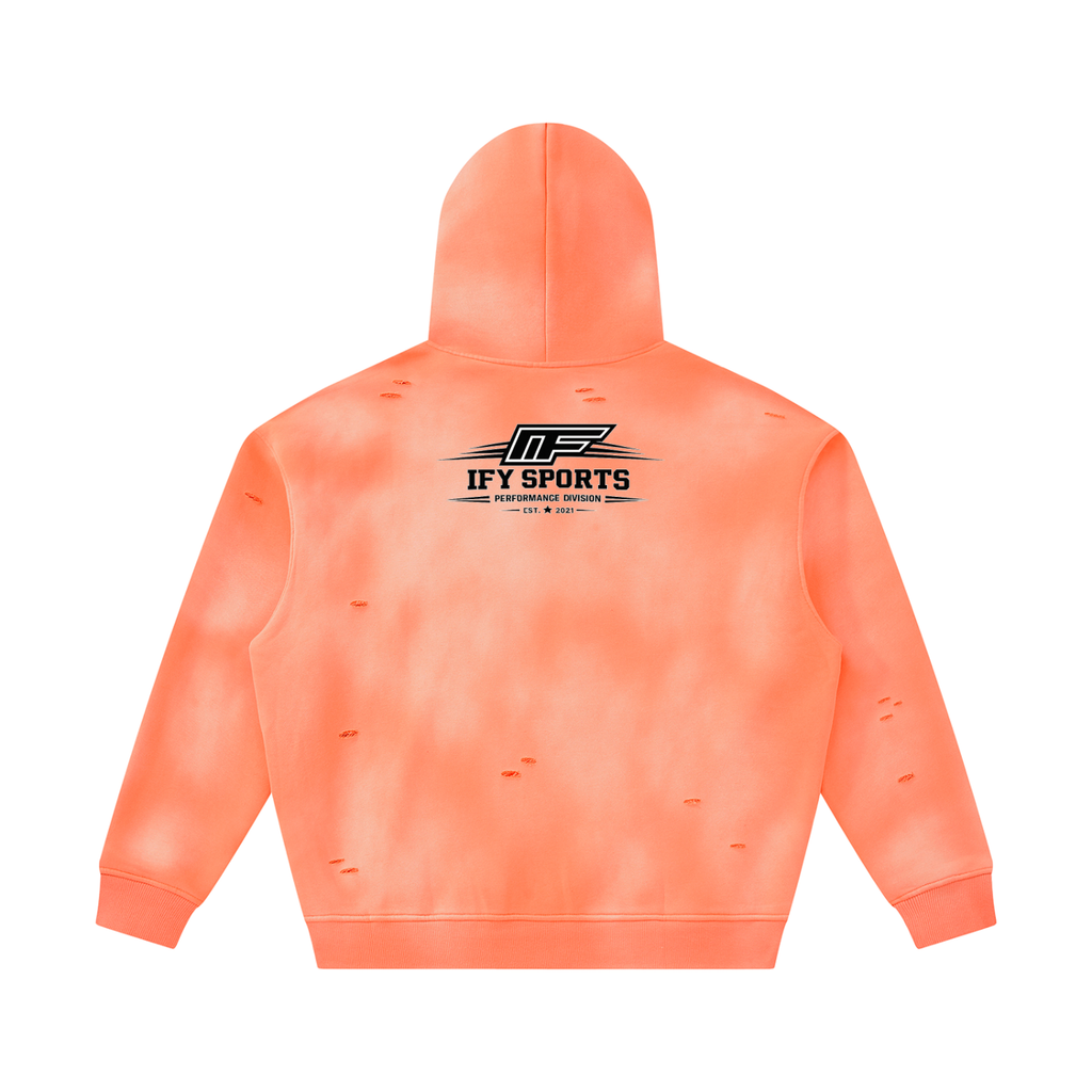 Unisex Sunfade Frayed Fleece Hoodie