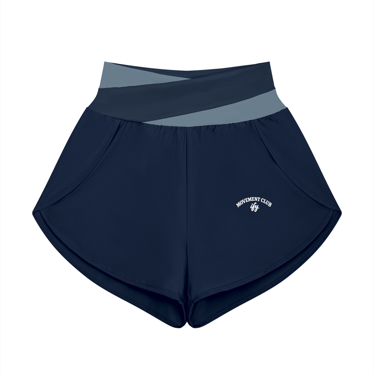 Panelled Crossover-Waist Yoga Shorts