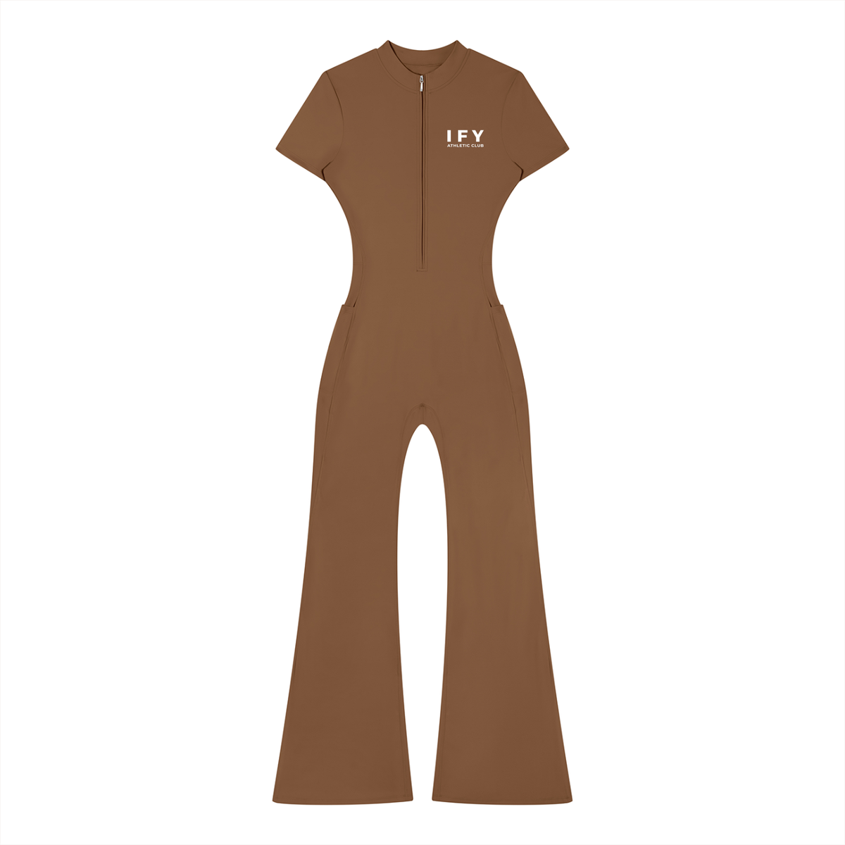 Tight Flared Leg Quarter-Zip Jumpsuit