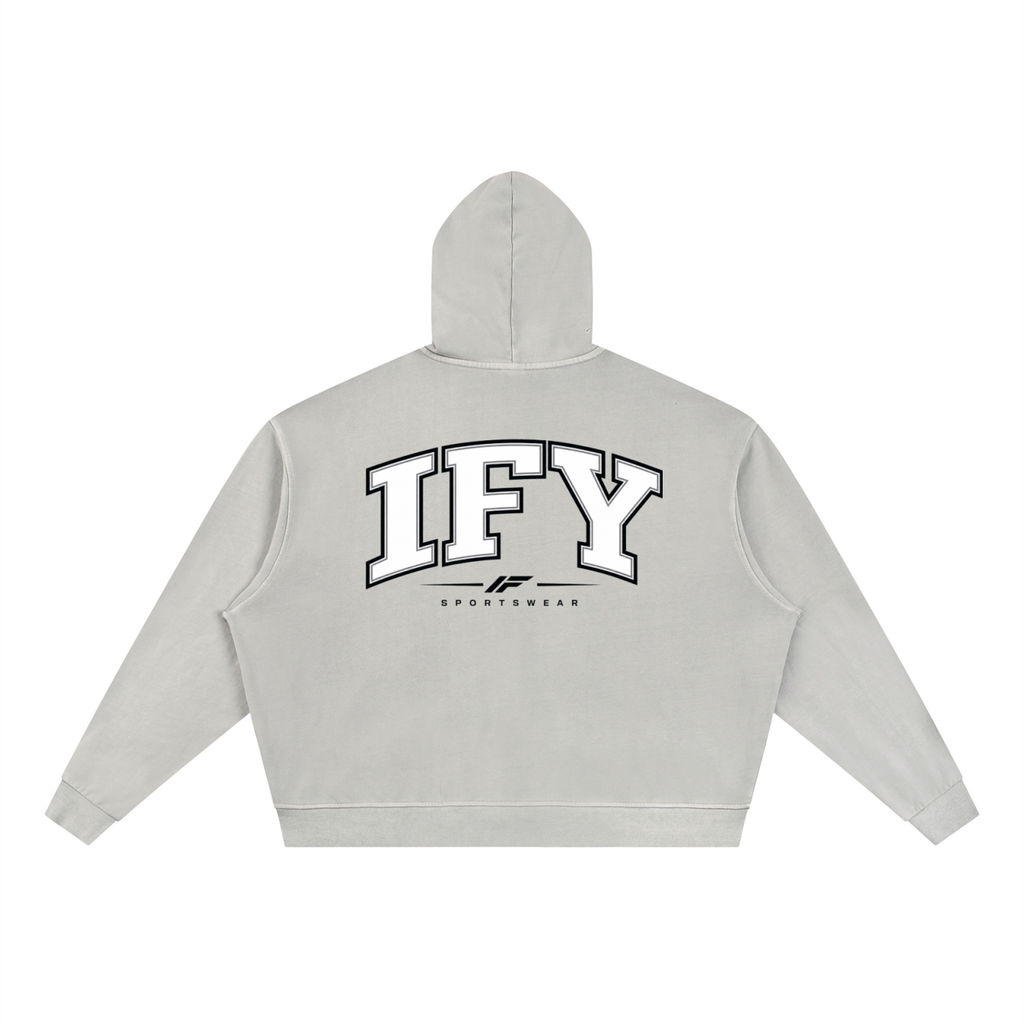 Unisex Vintage Wash Full Zip Boxy Hoodie
