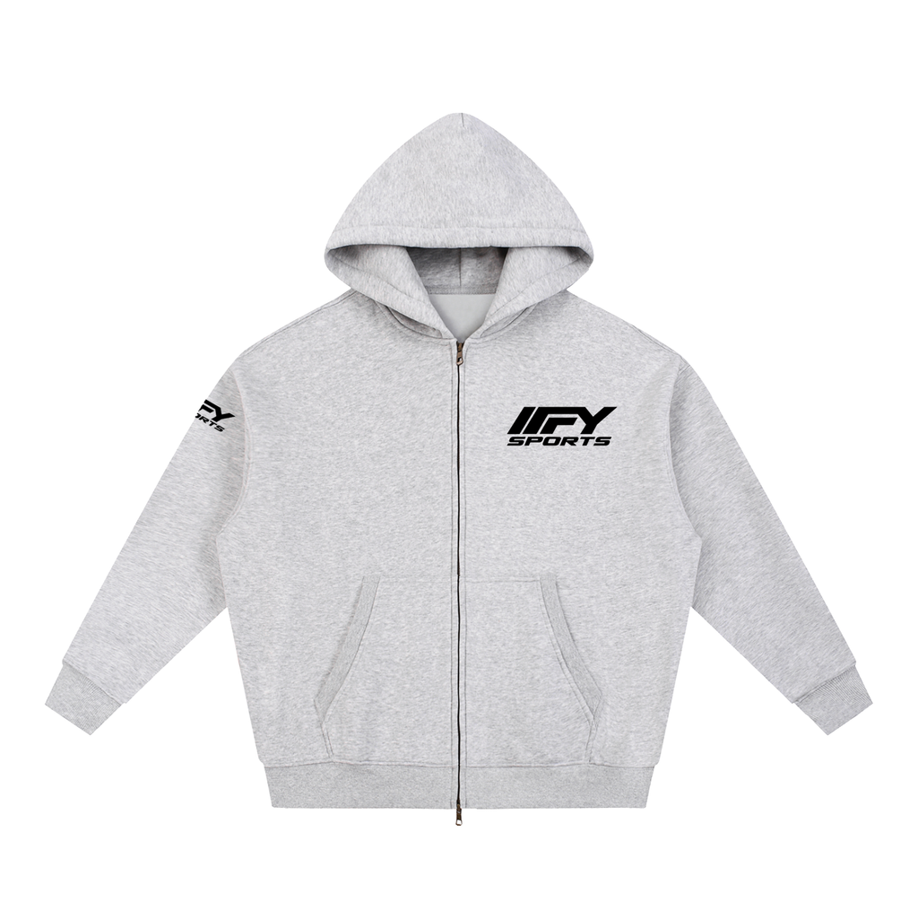 Oversized Two-Way Zip Fleece Hoodie