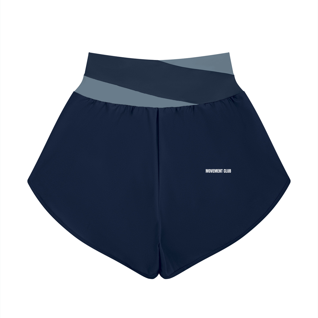 Panelled Crossover-Waist Yoga Shorts