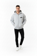Contrast-Stitched Boxy Fleece Zip Hoodie