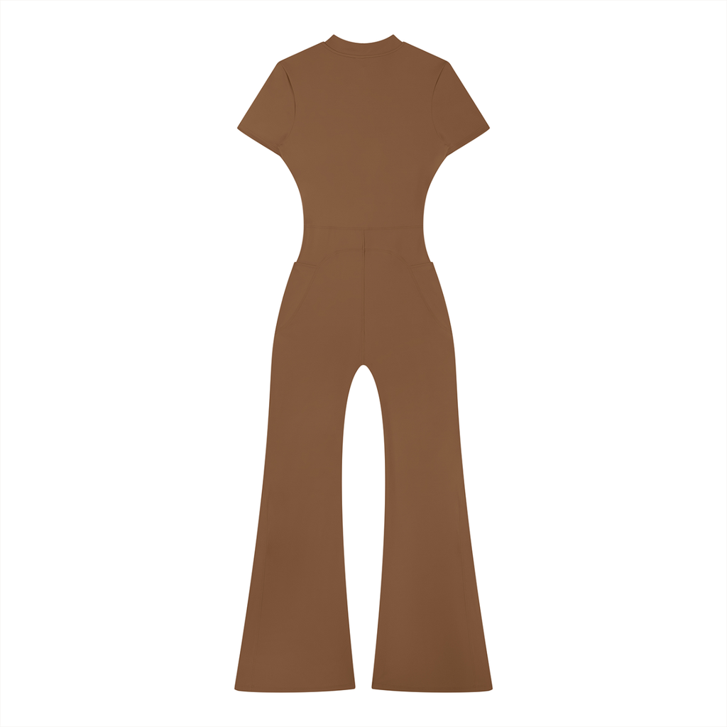 Tight Flared Leg Quarter-Zip Jumpsuit
