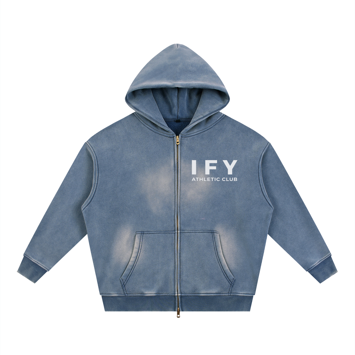 Sunfade Two-way Zipper Boxy Fleece Hoodie