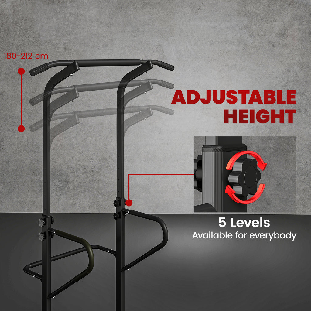 Power Tower Dip Station Pull Up Bar Multi-Function Push Up Equipment With Adjustable Height For Home Gym Strength Training Workout Fitness - IFY Sports