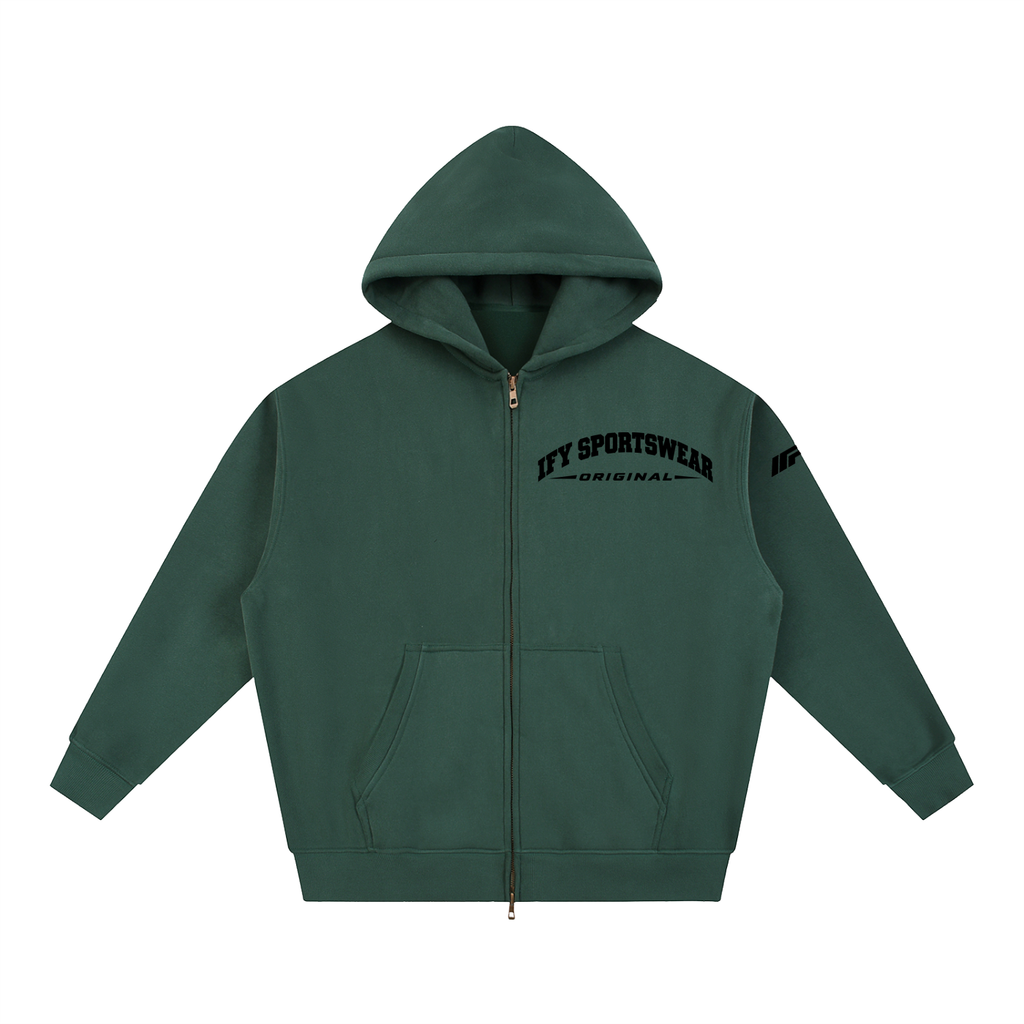 Oversized Two-Way Zip Fleece Hoodie