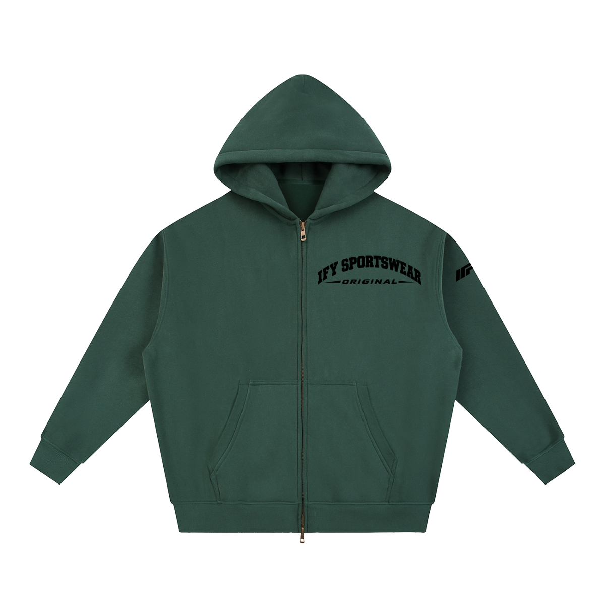 Oversized Two-Way Zip Fleece Hoodie