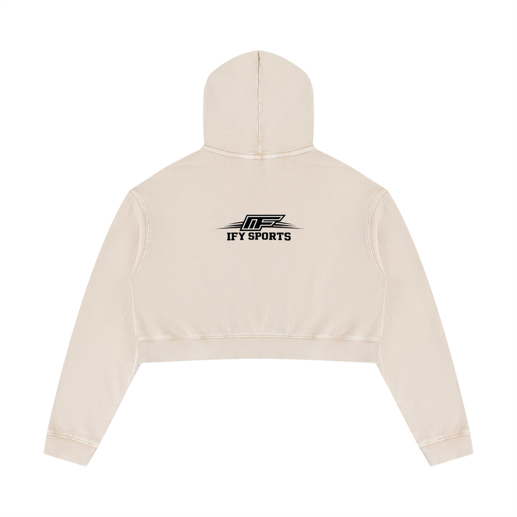 Elevate Your Everyday Look with Our Women's Mineral Washed Crop Hoodie