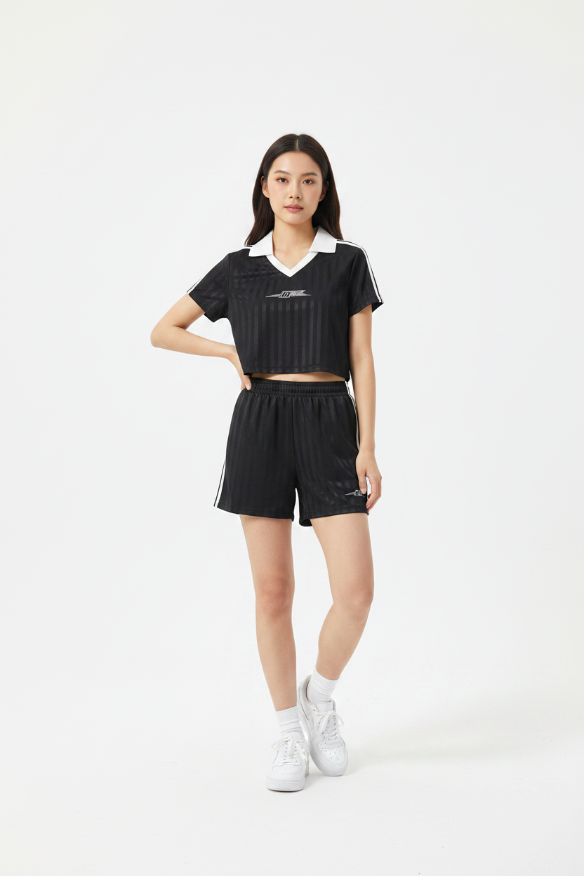 Elevate Your Style with Our Cropped Jersey with Contrast Collar