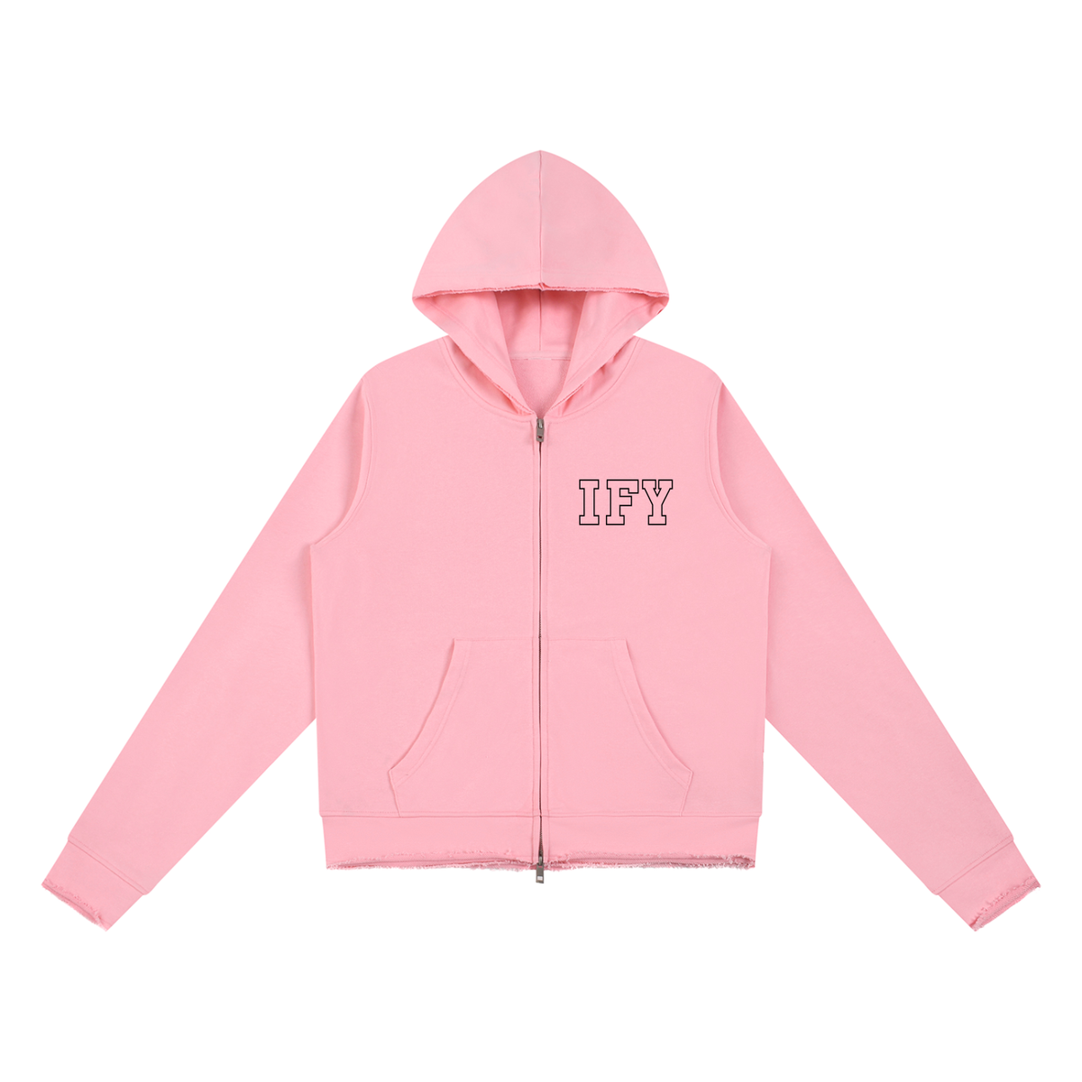 Raw Edge Full Zip Hoodie