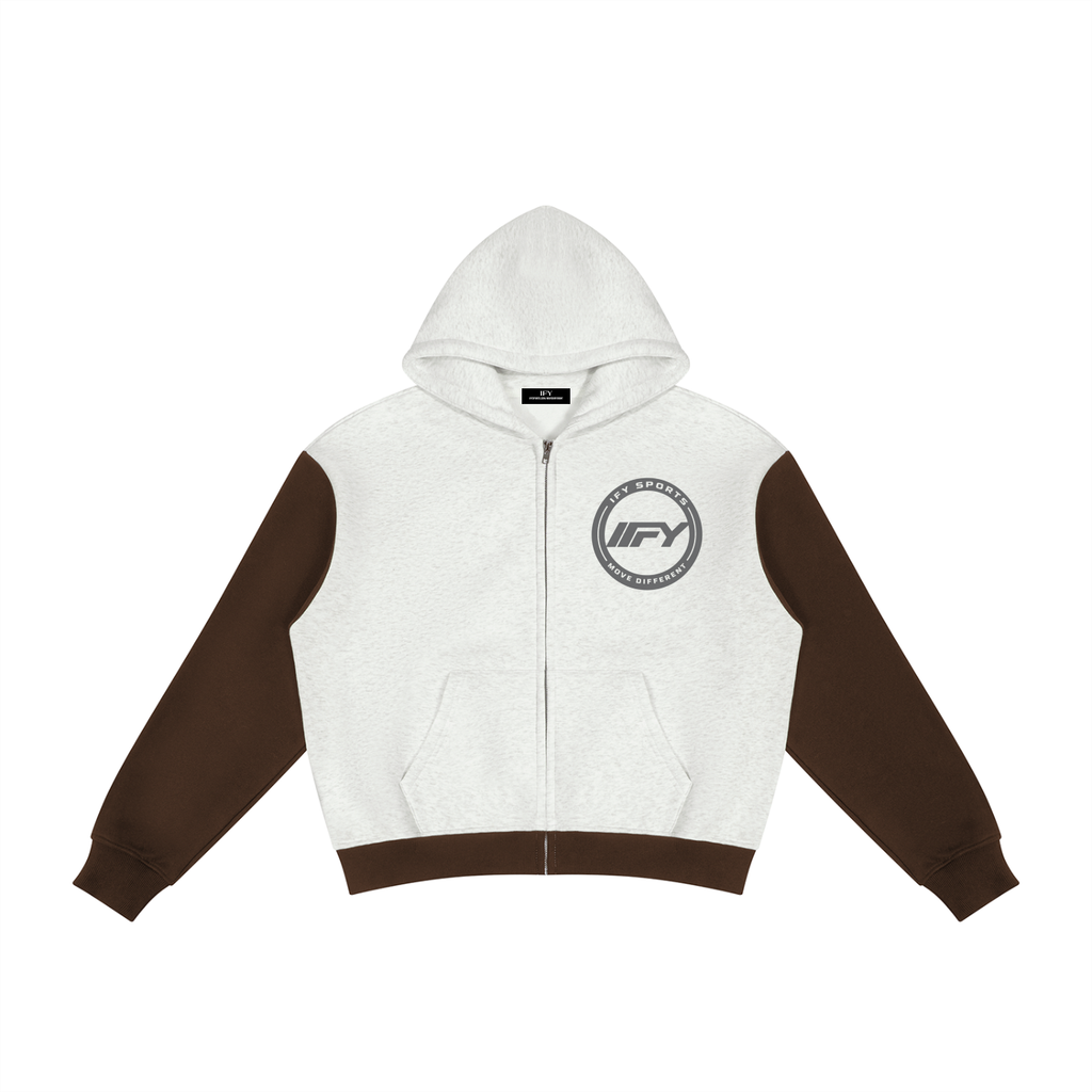 Unisex Colour-Block Fleece Full-Zip Hoodie