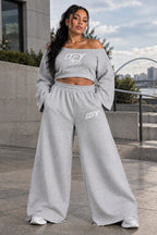 Cropped Off-Shoulder Bell Sleeve Sweatshirt
