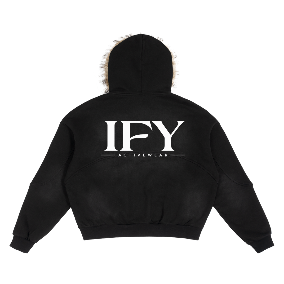 Sun Fade Boxy Detachable Fur Hoodie