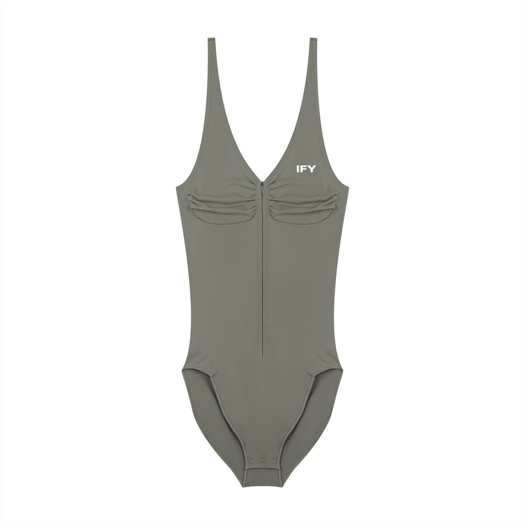 Enhance Your Everyday Look with Our Women's Full-Zip Ruched Bodysuit