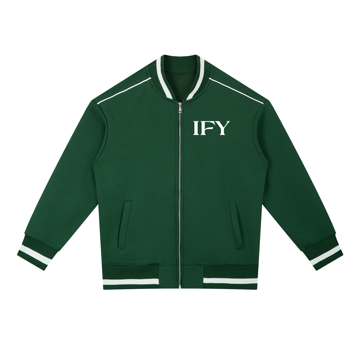 Contrast Piping Zip Bomber Jacket
