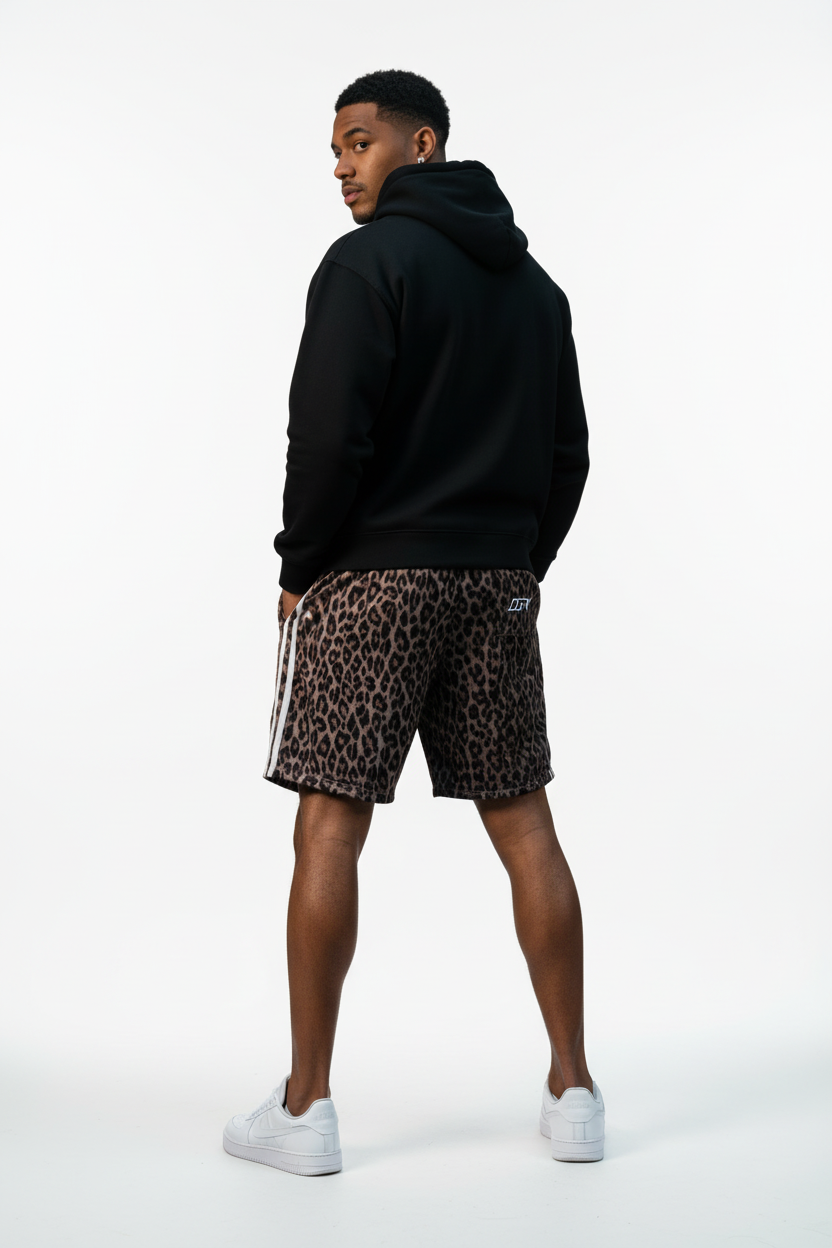 Unisex Heavyweight Leopard Drawstring Shorts