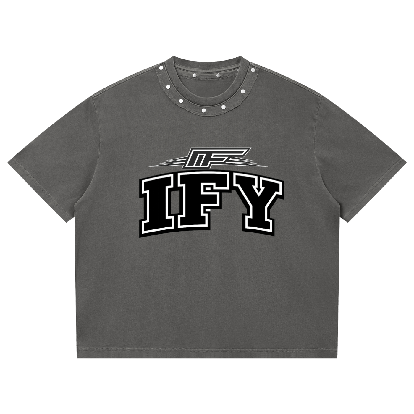 Unisex Washed Boxy Studded T-Shirt