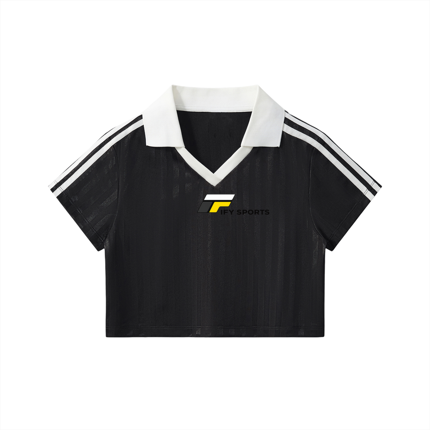 Contrast Collar Striped Cropped Jersey