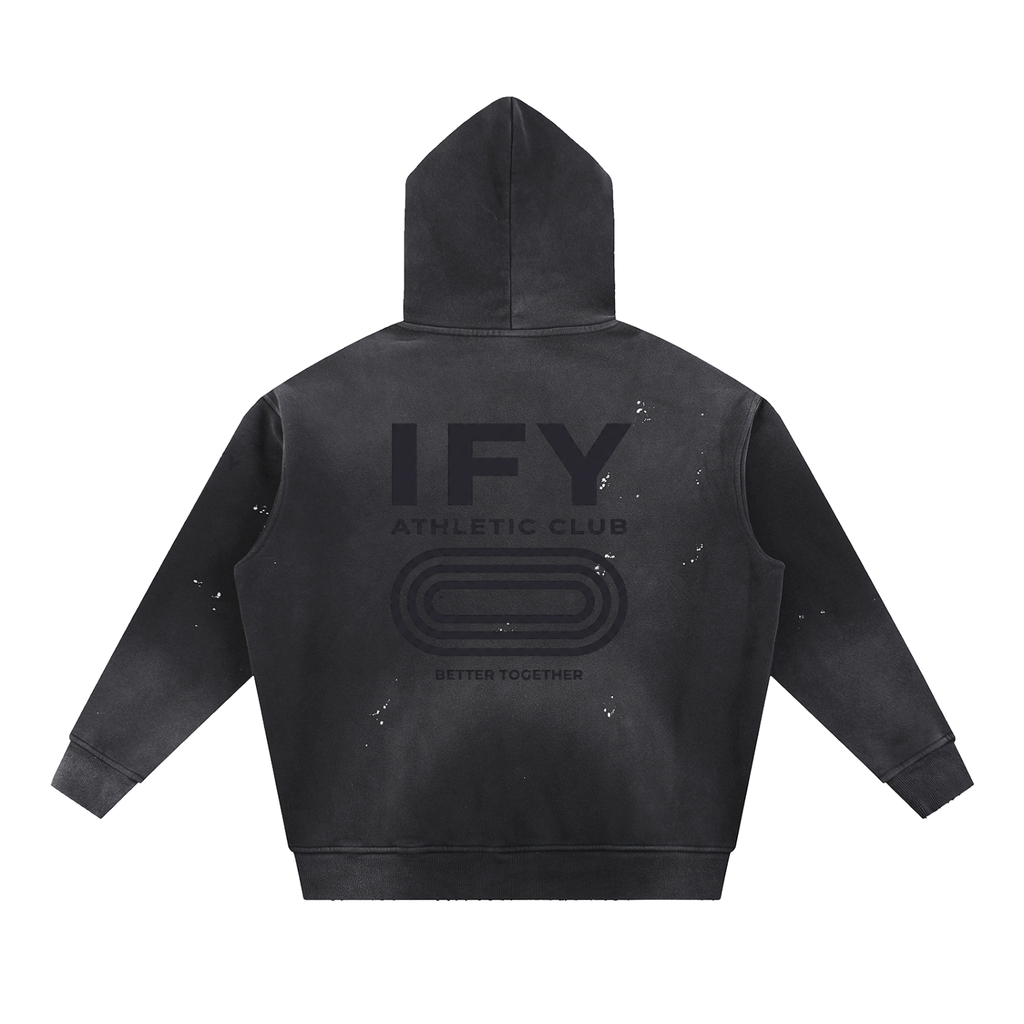 Vintage Washed Frayed Fleece Hoodie