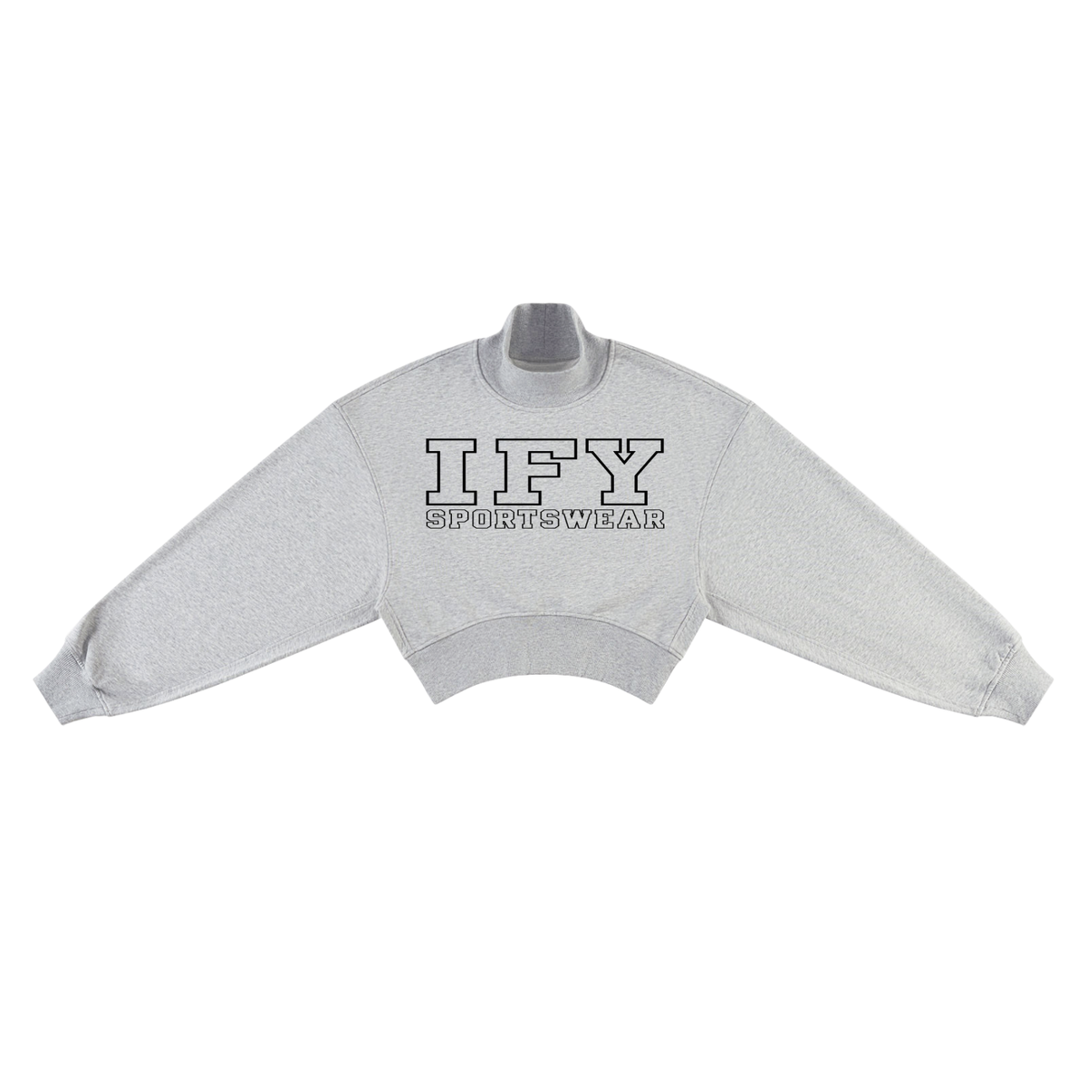 Cropped Mock Neck Lantern Sleeve Sweatshirt