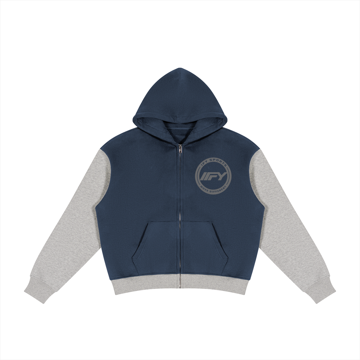 Unisex Colour-Block Fleece Full-Zip Hoodie