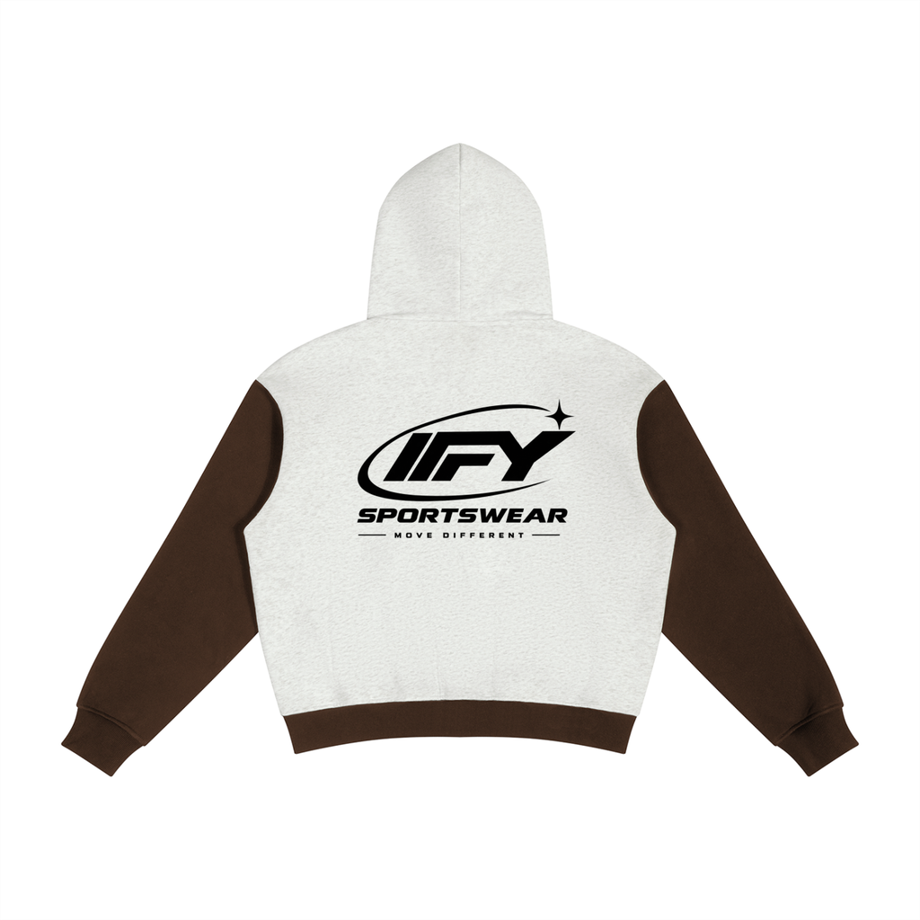 Unisex Color Block Fleece Full Zip Hoodie