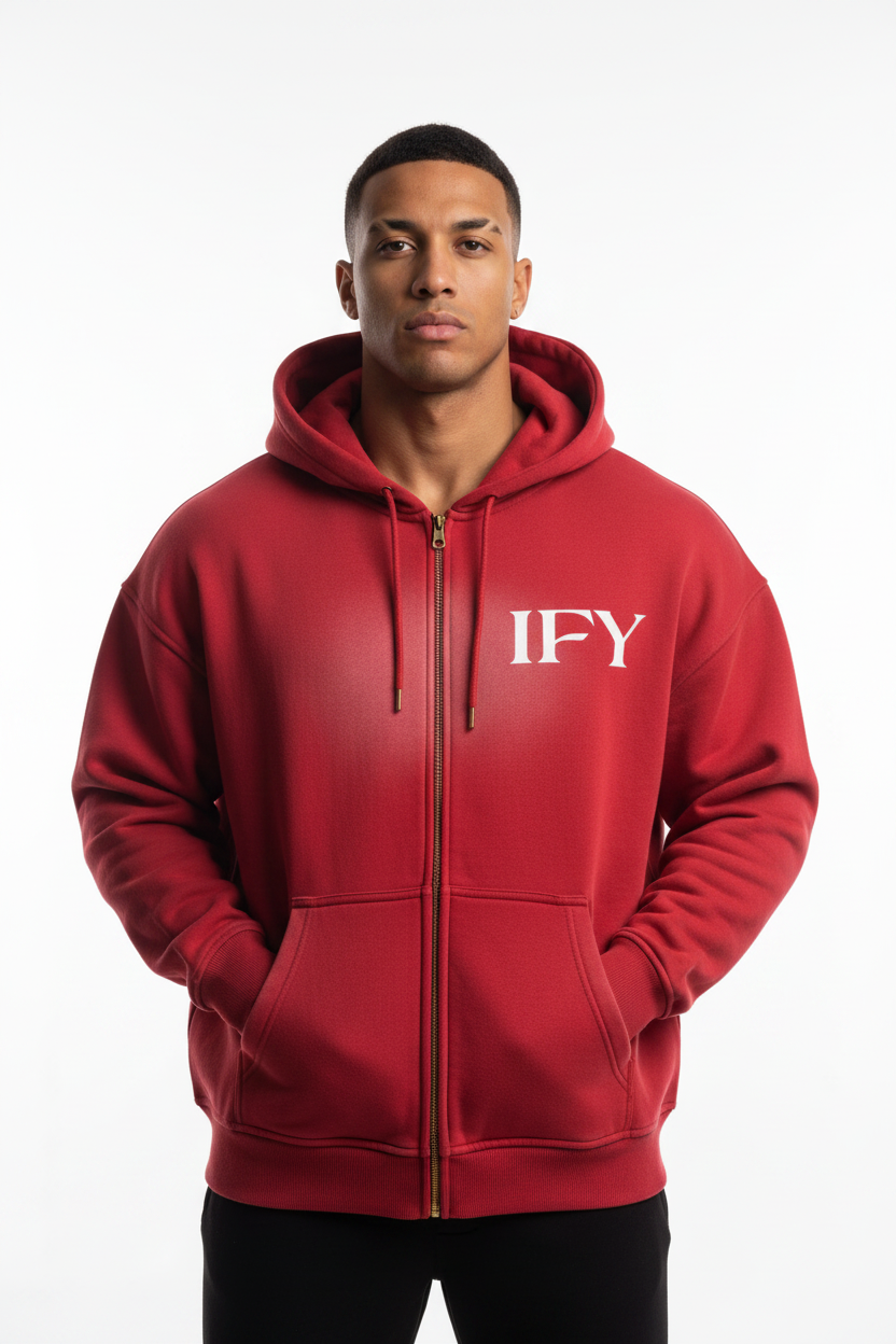 Sunfade Two-way Zipper Boxy Fleece Hoodie