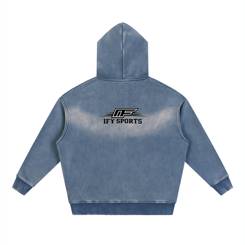 Sunfade Two-way Zipper Boxy Fleece Hoodie