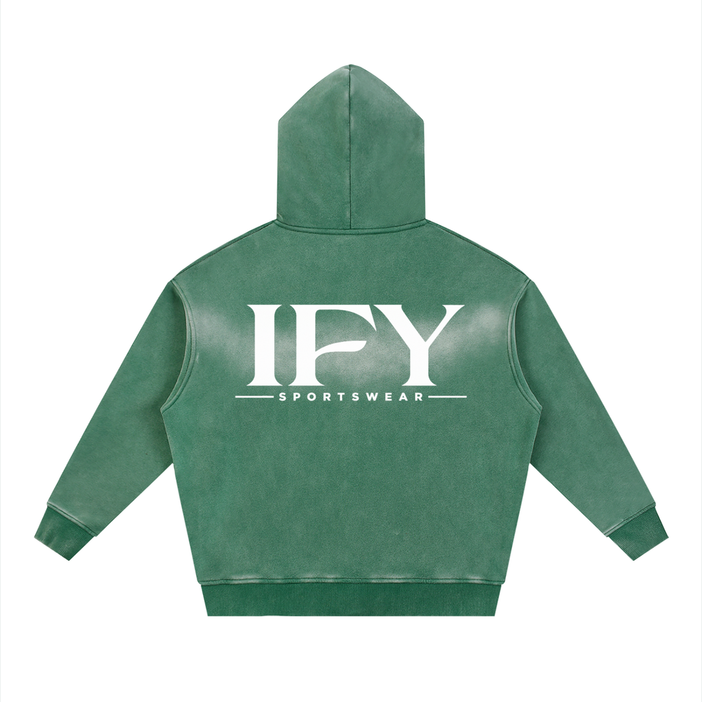 Sunfade Two-way Zipper Boxy Fleece Hoodie