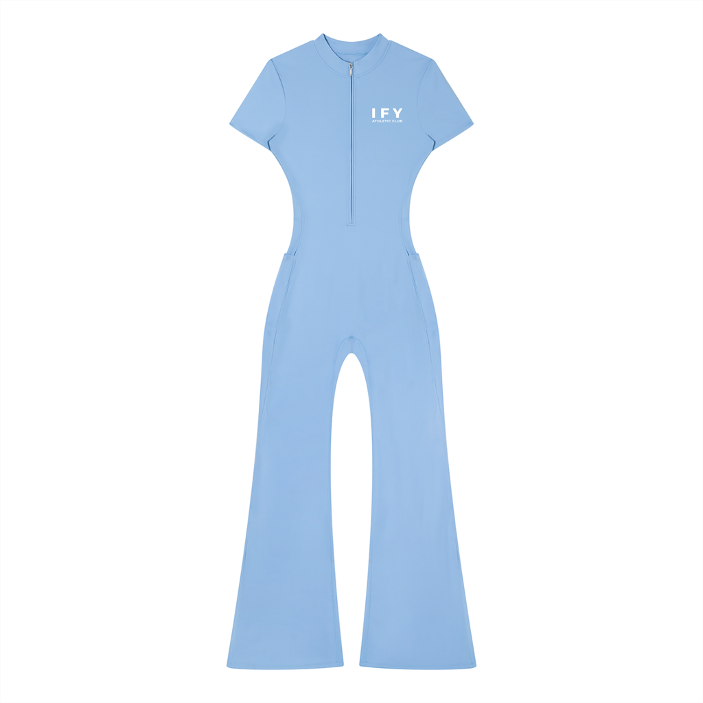 Tight Flared Leg Quarter-Zip Jumpsuit