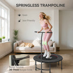 40" Fitness Trampoline With Adjustable Handle, Rebounder Trampoline, Mini Jumper For Indoor Exercise Workout, Black - IFY Sports