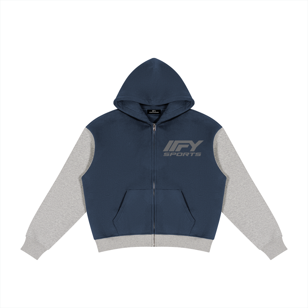 Unisex Colour-Block Fleece Full-Zip Hoodie