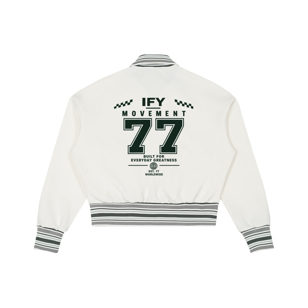 Striped Rib Collar Zip Jacket