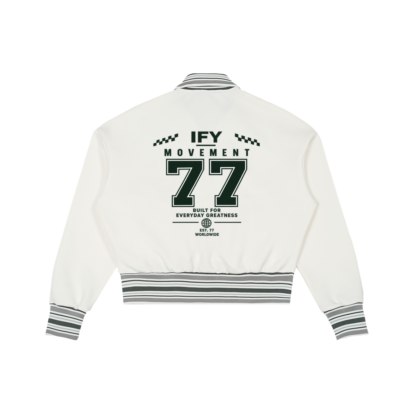 Striped Rib Collar Zip Jacket
