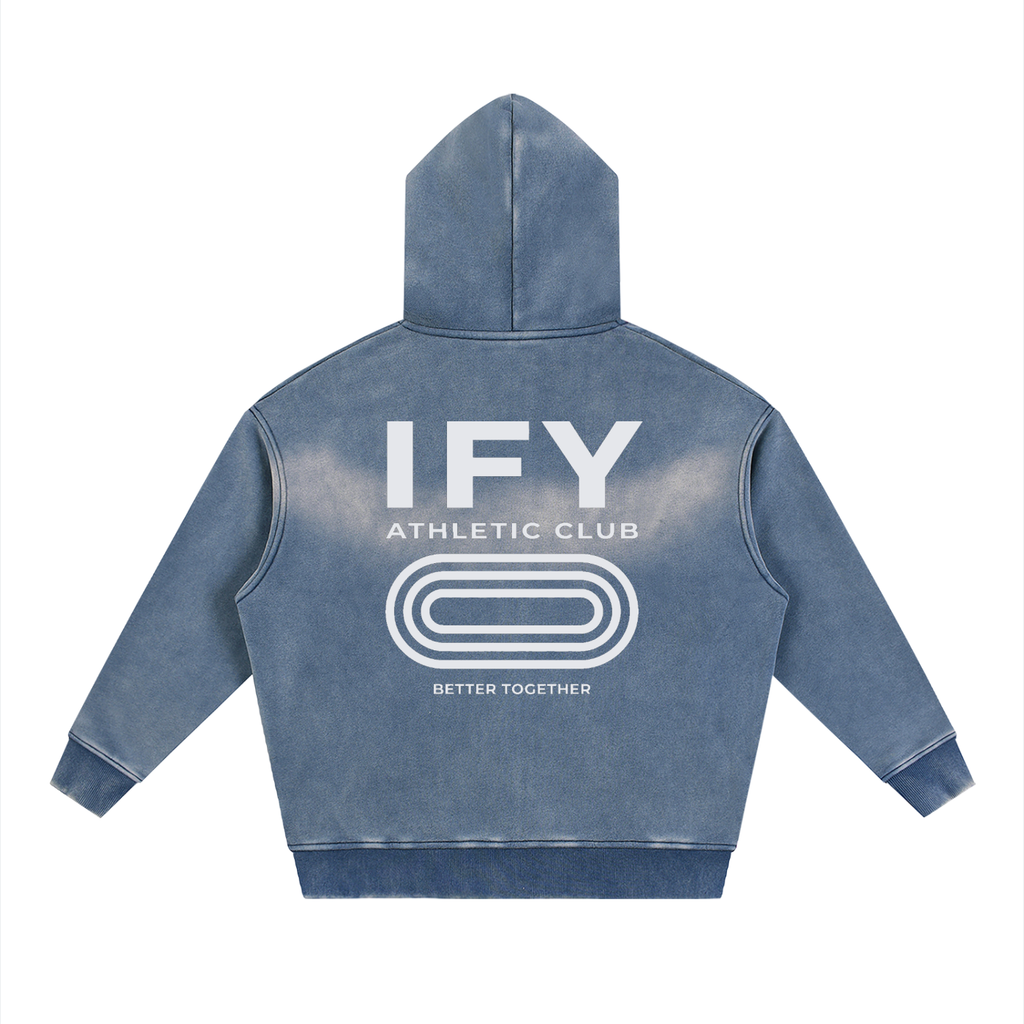 Sunfade Two-way Zipper Boxy Fleece Hoodie